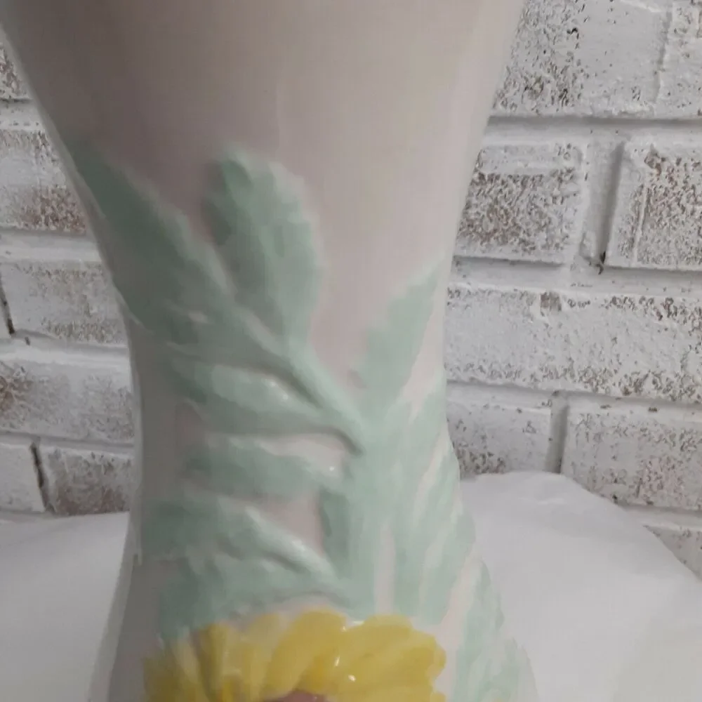 Antique Holland Mold Ceramic Vase Handpainted Romantic Note